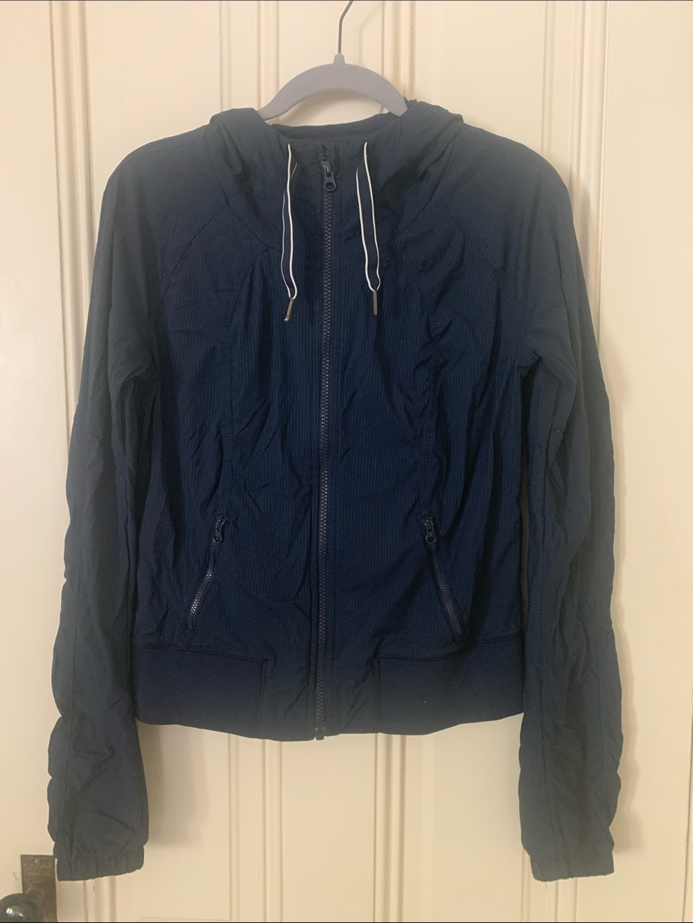 Lululemon Running Navy Hooded Zip-Up Windbreaker Jacket